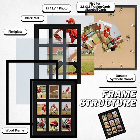 HEYTUYA Trading Card Display Frame For 9 Standard Cards, 2 Packs Trading Card Frame For Wall, Card Collector For Sports Baseball Basketball Football Trading Standard Cards, Black in Saudi Arabia