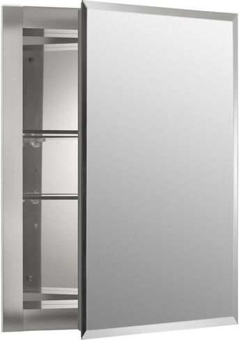 Kohler CB-CLR1620FS Frameless Bathroom Mirror Medicine Cabinet, Single Door, Rectangular Beveled Edge Frame, Bathroom Cabinet Mirror, Adjustable Shelves, 16 in. W x 20 in. H in Saudi Arabia