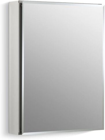 Kohler CB-CLR1620FS Frameless Bathroom Mirror Medicine Cabinet, Single Door, Rectangular Beveled Edge Frame, Bathroom Cabinet Mirror, Adjustable Shelves, 16 in. W x 20 in. H in Saudi Arabia