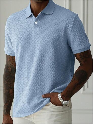SOLY HUX Men's Knit Golf Shirts Summer Short Sleeve Textured Classic Pullover Business T-Shirts Tops in Saudi Arabia