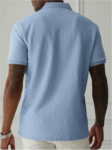 SOLY HUX Men's Knit Golf Shirts Summer Short Sleeve Textured Classic Pullover Business T-Shirts Tops in Saudi Arabia