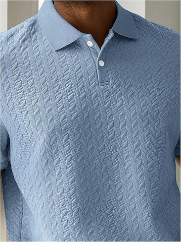 SOLY HUX Men's Knit Golf Shirts Summer Short Sleeve Textured Classic Pullover Business T-Shirts Tops in Saudi Arabia