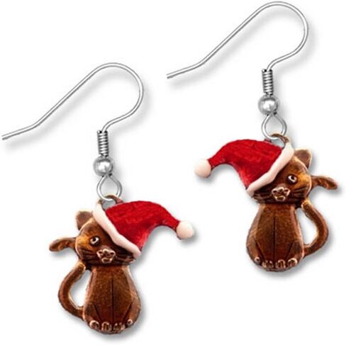 The Magic Zoo Cat Earrings for Women – Made in USA - Handcrafted Tuxedo Cat Dangles – Black and White Cat – Grey Kitty– Black Cat – Christmas Cat – Purple Cat - Valentine Cat in Saudi Arabia