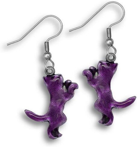 The Magic Zoo Cat Earrings for Women – Made in USA - Handcrafted Tuxedo Cat Dangles – Black and White Cat – Grey Kitty– Black Cat – Christmas Cat – Purple Cat - Valentine Cat in Saudi Arabia