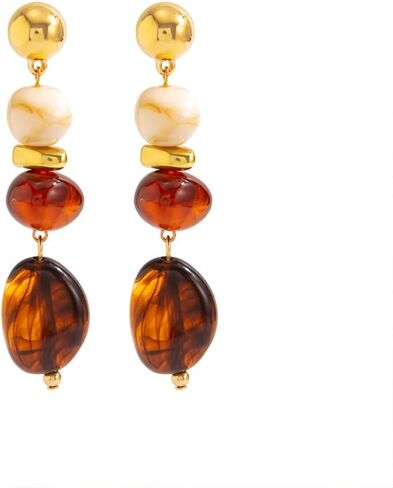 Vintage Turquoise Brown Crystal Drop Dangle Earring for Women Statement Chunky Irregular Round Oval Resin Gold Bead Dangly Stud Earrings Party Jewelry in Saudi Arabia