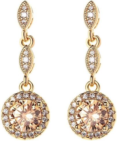 14K Gold Long Dangle Earrings with Round Moissanite, Roound Cut Moissanite Dangle Earrings, Ideal for Stylish Everyday Wear in Saudi Arabia