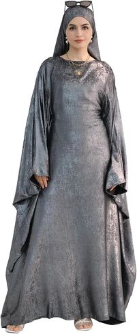 Prlemend Women Prayer Abaya Dubai Bat Sleeve Dress Islamic Printed Long Robe with Belt in Saudi Arabia