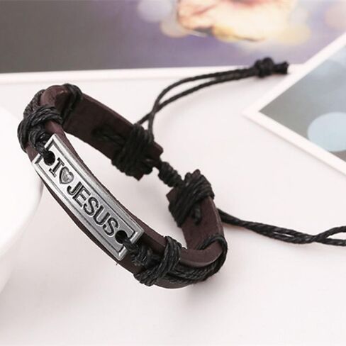 Religious Bracelet Vintage Wristband Catholic Christian Alloy I Love JESUS in Saudi Arabia