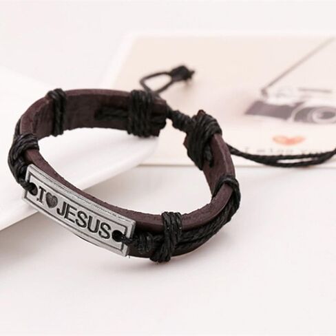 Religious Bracelet Vintage Wristband Catholic Christian Alloy I Love JESUS in Saudi Arabia
