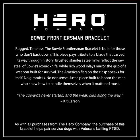 سوار Hero Company Bowie Frontiersman للرجال - سوار من الفولاذ المقاوم للصدأ والخشب للرجال - يساعد على إقران المحاربين القدامى مع كلب الخدمة أو كلب المأوى in Kuwait
