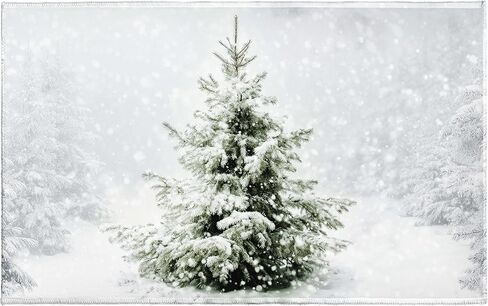 Winter Snowy Pine Tree Bath Rug Xmas Tree Bath Mat 20x32 Inch White Bathroom Plush Rug Extra Soft Absorbent Rug Non Slip Doormat for Bathroom Entryway Living Room in Kuwait