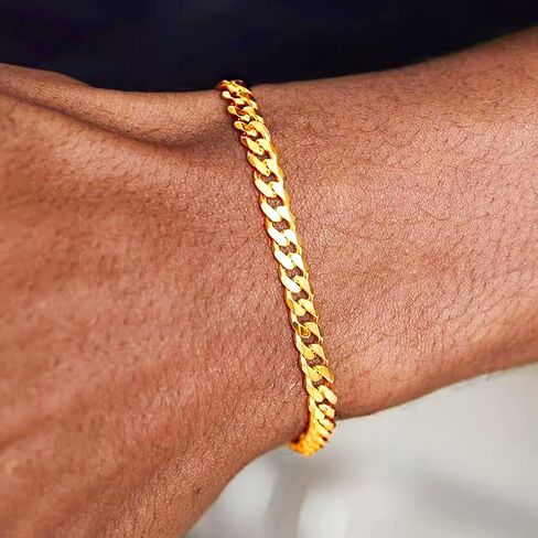 Men’s Bracelet Chain Cuban Wristband Chain Plated Dainty Link Chain Waterproof Fashion Bracelet Jewelry in Saudi Arabia