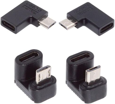 4Packs Micro USB Male to USB C Female Adapter 90/180 Degree in Kuwait