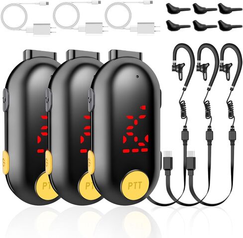Mini Walkie Talkie Headset: Bluetooth Two-Way Radio FM Transceiver, Portable Small Walkie Talkies for Restaurants, Sports & Outdoor Activities, Wearable for Hospitals & Tourism in Kuwait