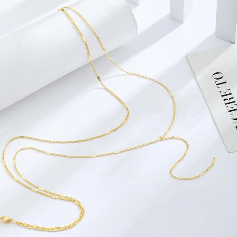 Coshilta Lariat Gold Necklace for Women, Dainty Long Necklace Gold Plated Y-Shaped Pendant Necklace Minimalist Drop Layered Necklaces Gold Plated Jewelry For Women Gift in Saudi Arabia