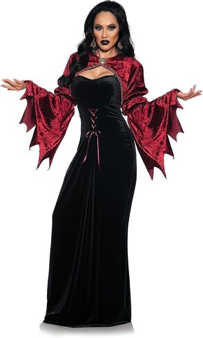 فستان مصاص دماء أسود مثير من UnderWRAPS - أزياء الهالوين القوطية Vampiress للبالغين للنساء، ملابس تنكرية لمصاصي الدماء باللونين الأسود والأحمر المخيف (القوطي، متوسط ​​8-10) in Saudi Arabia