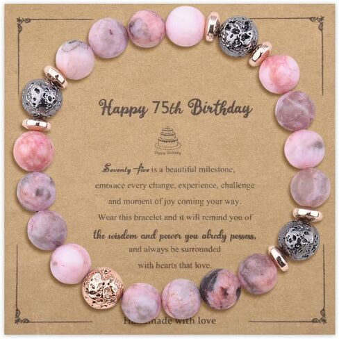 Happy 75th Birthday Bracelet for Women 75 Year Old Birthday Gifts for Mom Grandma Natural Stone Bead Bracelets for Nana Mother Bday Christmas Gifts for Aunt Wife BirthdayCharm Bracelet in Saudi Arabia