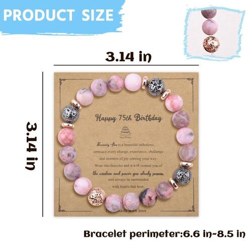 Happy 75th Birthday Bracelet for Women 75 Year Old Birthday Gifts for Mom Grandma Natural Stone Bead Bracelets for Nana Mother Bday Christmas Gifts for Aunt Wife BirthdayCharm Bracelet in Saudi Arabia