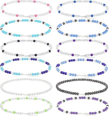 Resflyar 12 قطعة من قلادات البيسبول اللامعة للرجال والنساء، قلادات بيسبول مطرزة بحجر الراين الجليدي ديسكوبول بلينغ هدايا للاعبين in Kuwait