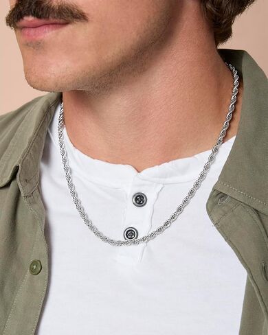 مجموعة سلسلة وسوار للرجال من Lucky Brand، مجموعة مجوهرات للرجال من الفولاذ المقاوم للصدأ، طقم قلادة وسوار مقاس 22 بوصة in Saudi Arabia