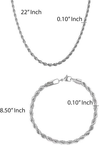 مجموعة سلسلة وسوار للرجال من Lucky Brand، مجموعة مجوهرات للرجال من الفولاذ المقاوم للصدأ، طقم قلادة وسوار مقاس 22 بوصة in Saudi Arabia