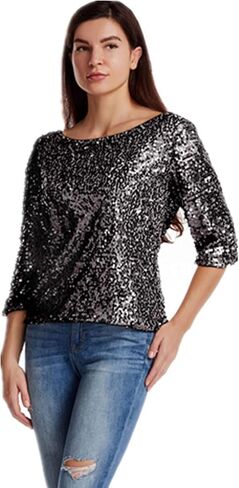 Women Sequin Sparkle Glitter Tank Coctail Party Tops T-Shirt Blouses in Saudi Arabia