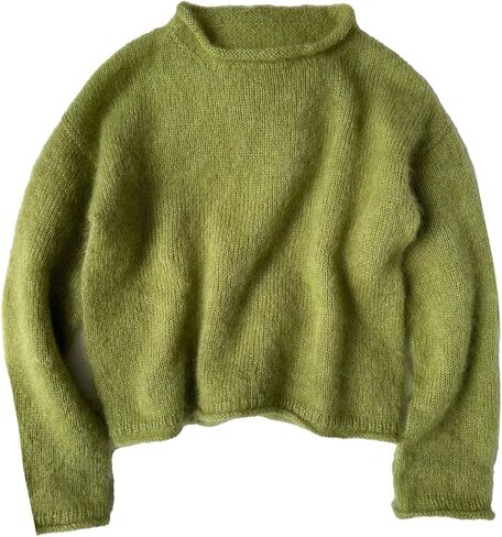GORGLITTER Women's Cozy Chunky Sweaters Dressy Mohair Fuzzy Long Sleeve Knit Pullover Fall Tops in Saudi Arabia