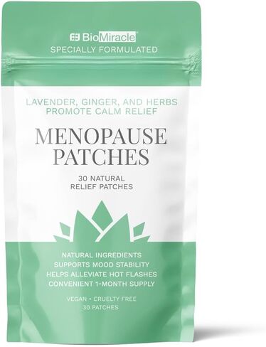 BioMiracle 30 رقعة طبيعية لانقطاع الطمث باللافندر والزنجبيل والأعشاب تعزز الراحة الهادئة، نباتية + لم يتم الإساءة إلى الحيوانات في تصنيعها (عبوتان) in Saudi Arabia