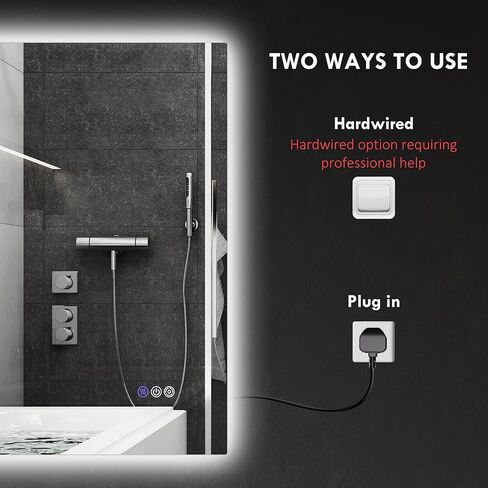 مرآة حمام LED من HOMCOM مع أضواء، مرآة LED بإضاءة خلفية 35 بوصة × 28 بوصة للحمام مع مقاومة للضباب والذاكرة ودرجة حرارة اللون اللانهائية، مرآة زينة قابلة للتعتيم مثبتة على الحائط، وضع أفقي/رأسي in Kuwait