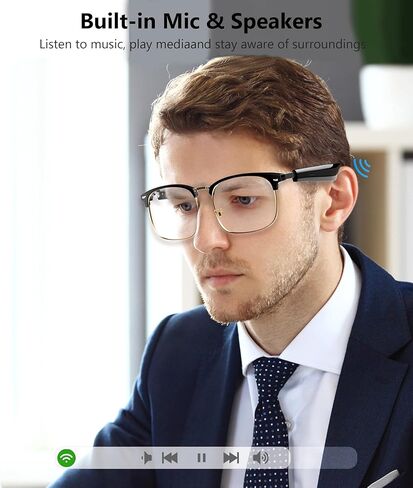 Smart Bluetooth Sunglasses with Open Ear Audio, UV400 Polarized Lens & Voice Control | Built-in Mic, Bass Sound | Hands-Free for Running, Cycling, Driving in Saudi Arabia