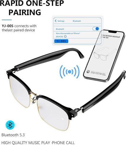 Smart Bluetooth Sunglasses with Open Ear Audio, UV400 Polarized Lens & Voice Control | Built-in Mic, Bass Sound | Hands-Free for Running, Cycling, Driving in Saudi Arabia