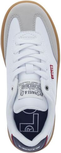 Levi's Kids Zane Poly Canvas Casual Lace Up Sneaker Shoe, White/Cement/Navy, 2 M in Saudi Arabia