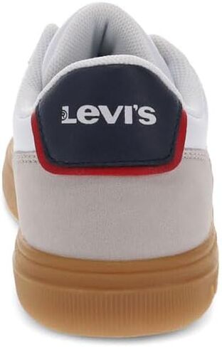 Levi's Kids Zane Poly Canvas Casual Lace Up Sneaker Shoe, White/Cement/Navy, 2 M in Saudi Arabia