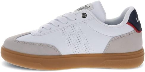 Levi's Kids Zane Poly Canvas Casual Lace Up Sneaker Shoe, White/Cement/Navy, 2 M in Saudi Arabia
