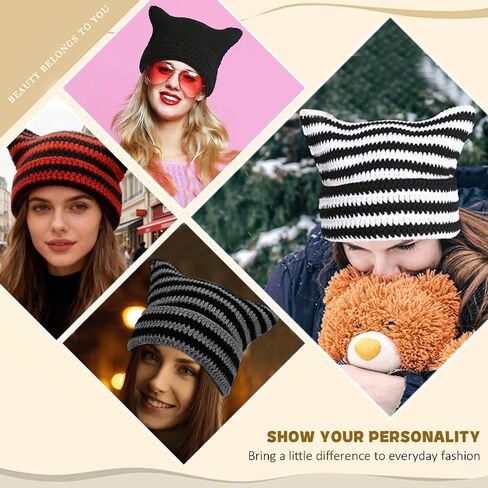Crochet Cat Beanie - Animal Design Slouch Hat with Fox Pattern in Saudi Arabia