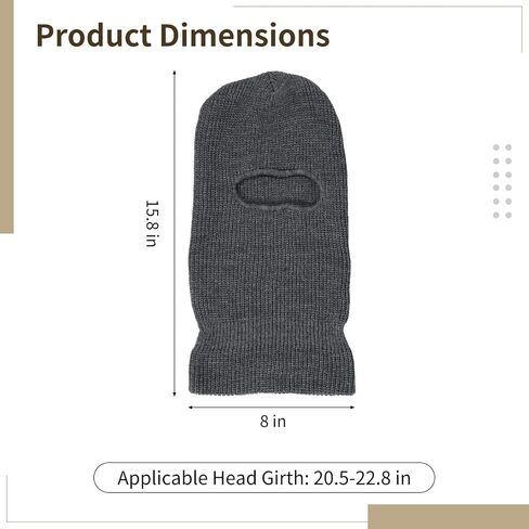 2 in 1 Balaclava Ski Mask Beanie, Winter Warm Knit Hat for Men Women, Foldable Polyester Trendy Beanie, Full Face Cover for Skiing, Cycling, Hiking, Cold Weather Outdoor Headwear Grey in Saudi Arabia