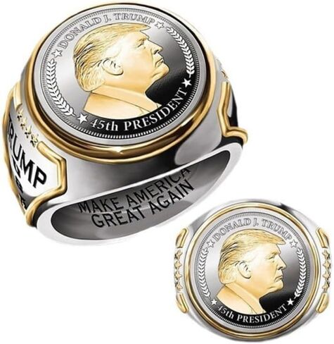 JIANFU Fashion Rings Finger US President Trump Ring Supporters Wide Ring in Saudi Arabia
