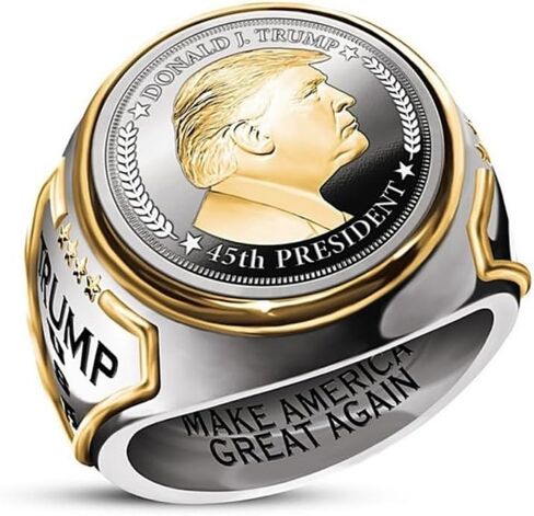 JIANFU Fashion Rings Finger US President Trump Ring Supporters Wide Ring in Saudi Arabia