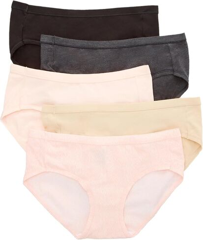 Hanes Women's Cotton Stretch Hipster Panty - 5 Pack, 41W5CS, Black/Taupe/Light Buff, 6 in Saudi Arabia