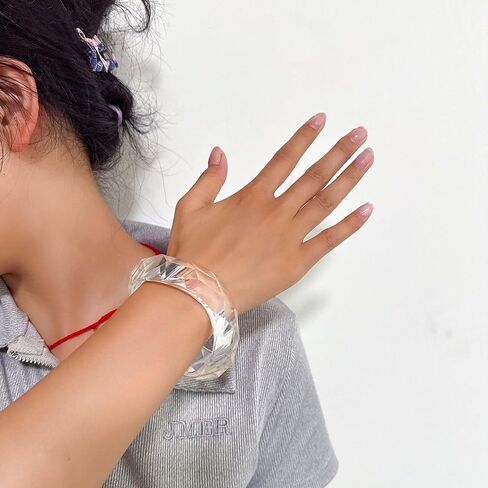 مكتنزة الاكريليك الراتنج أساور للنساء الملونة مربع أساور سوار غير النظامية الشرير هندسية واسعة معصمه سوار سميكة خلات بيان المجوهرات in Saudi Arabia