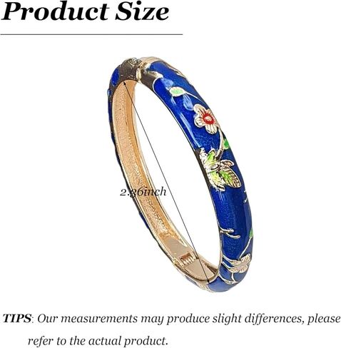 Generic Vintage Flower Bangle for Women - Chinoiserie Cloisonne Bracelet - Trendy Women's Bangle Bracelets - Cloisonne Jewelry - Friendship Gifts for Women in Saudi Arabia