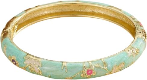 سوار sunglnl Cloisonne للنساء، سوار مكتنز من مينا الزهرة، صناعة يدوية ملونة، عصري لطيف متعدد الألوان، أساور منقوشة مطلية بالذهب، هدية مجوهرات الصداقة قابلة للتكديس in Kuwait