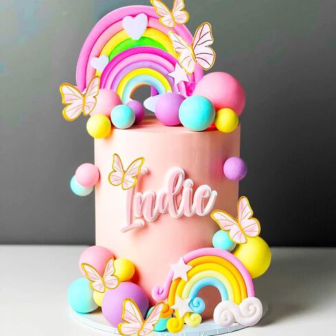 Jevenis Boho Rainbow Cake Decorations - 16 PCS Boho Cake Toppers for Girls Birthday and Baby Shower in Saudi Arabia