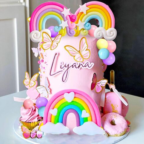 Jevenis Boho Rainbow Cake Decorations - 16 PCS Boho Cake Toppers for Girls Birthday and Baby Shower in Saudi Arabia