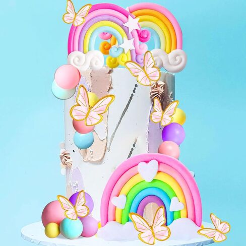 Jevenis Boho Rainbow Cake Decorations - 16 PCS Boho Cake Toppers for Girls Birthday and Baby Shower in Saudi Arabia