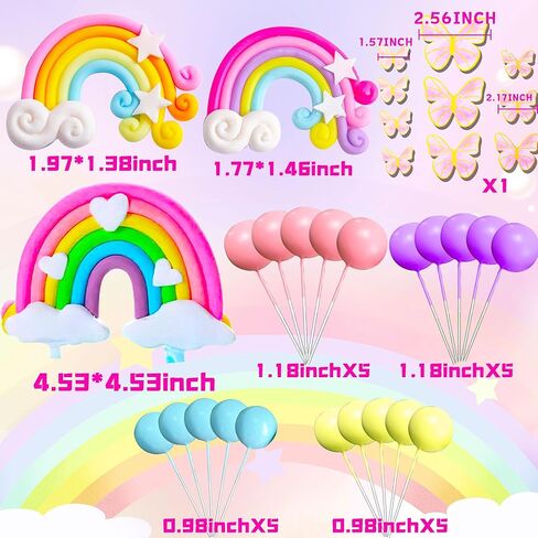 Jevenis Boho Rainbow Cake Decorations - 16 PCS Boho Cake Toppers for Girls Birthday and Baby Shower in Saudi Arabia