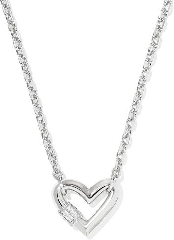 Kendra Scott, Women's, Emery Heart Short Pendant Necklace, Silver White Cz, One Size in Saudi Arabia