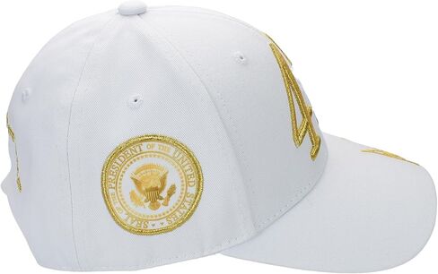 Steadfast American Trump 47 White Cap with Gold Embroidery – Hook & Loop Adjustable Patriotic Hat in Saudi Arabia