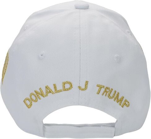 Steadfast American Trump 47 White Cap with Gold Embroidery – Hook & Loop Adjustable Patriotic Hat in Saudi Arabia