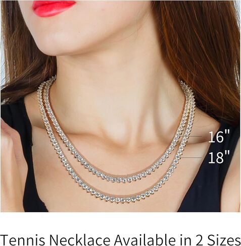 4mm Tennis Necklace for Women, Iced Out Simulated Diamond 14K Gold Plated Tennis Chain, 3 Prong Cubic Zirconia Elegant Necklace for Her Valentine Gifts in Saudi Arabia